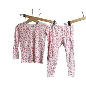 Kyte BABY White and Pink Leopard Kids Pajama Set 3T